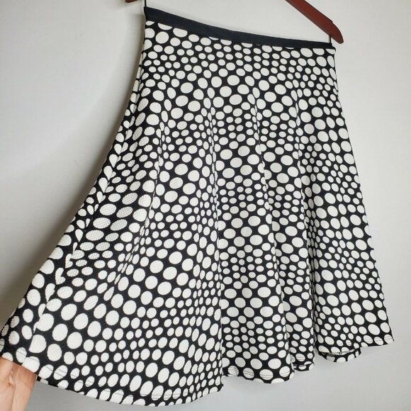 Women's Bobeau Black And White Polka Dot A-Line Flowy Skirt Size XS Made in USA - Picture 2 of 5